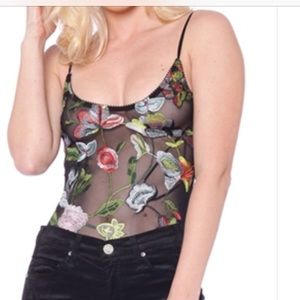 Floral bodysuit, mesh
